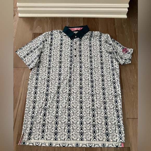 Greyson Wolf Graphic Design Golf Tennis Polo Shirt White Navy Men's Large L - Picture 1 of 5